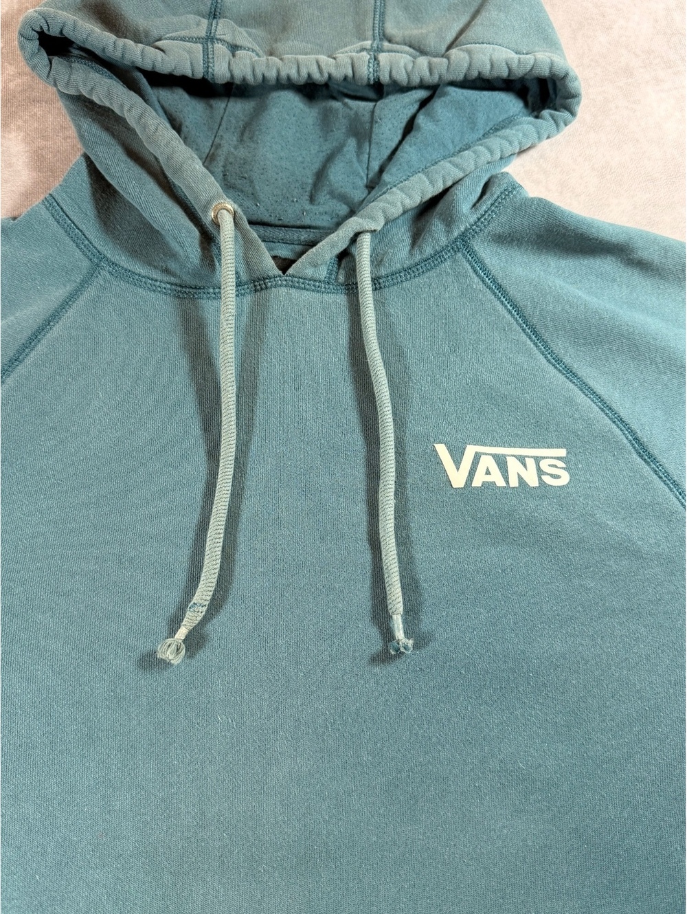 Vans Men's Large Teal Pullover Hoodie with 'Off The Wall' Print - Picture 3 of 6